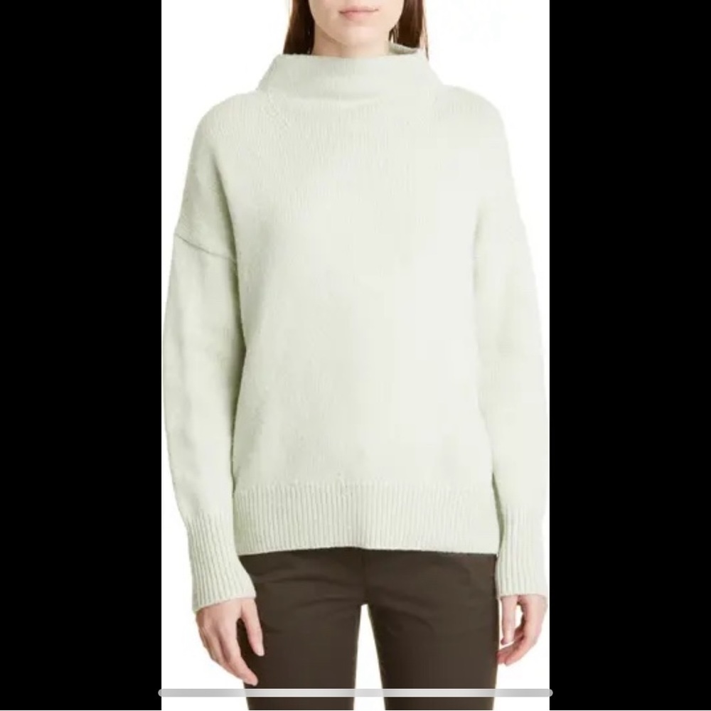 Vince Marled Funnel Neck Wool Blend Sweater Size S/P Color Celery
